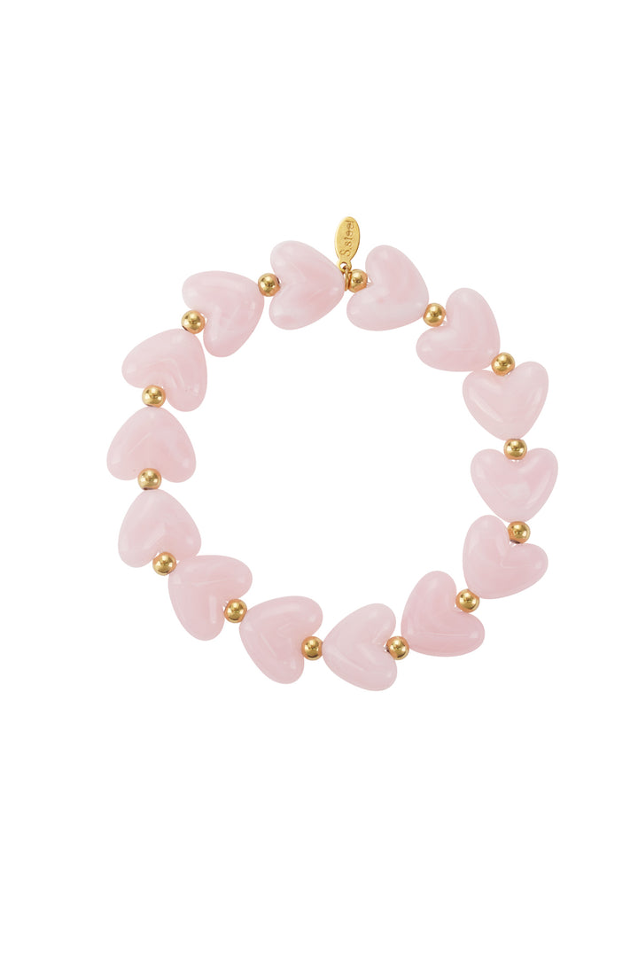 Elastieken hartjes kralenarmband