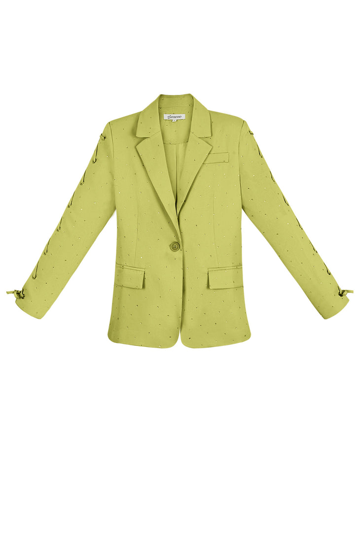 Polyester Vrouwen Jas Set Met Veters Op Mouw