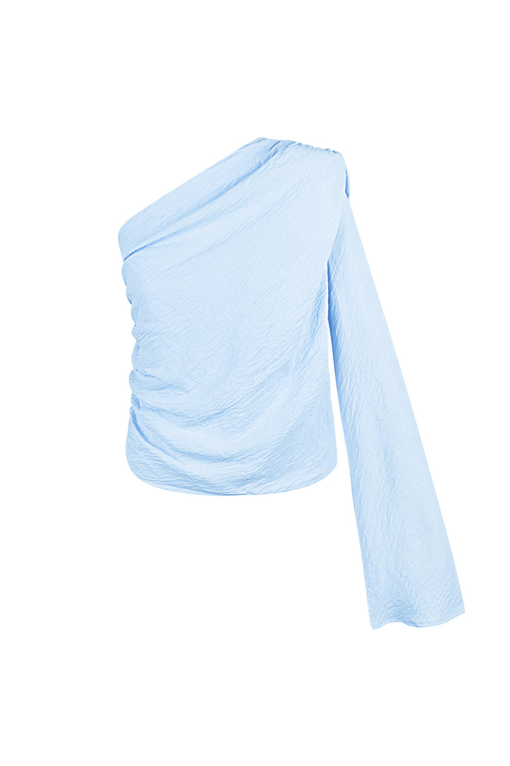 Polyester Vrouwen Een-schouder Lange Mouw Top Asymmetrisch Ontwerp