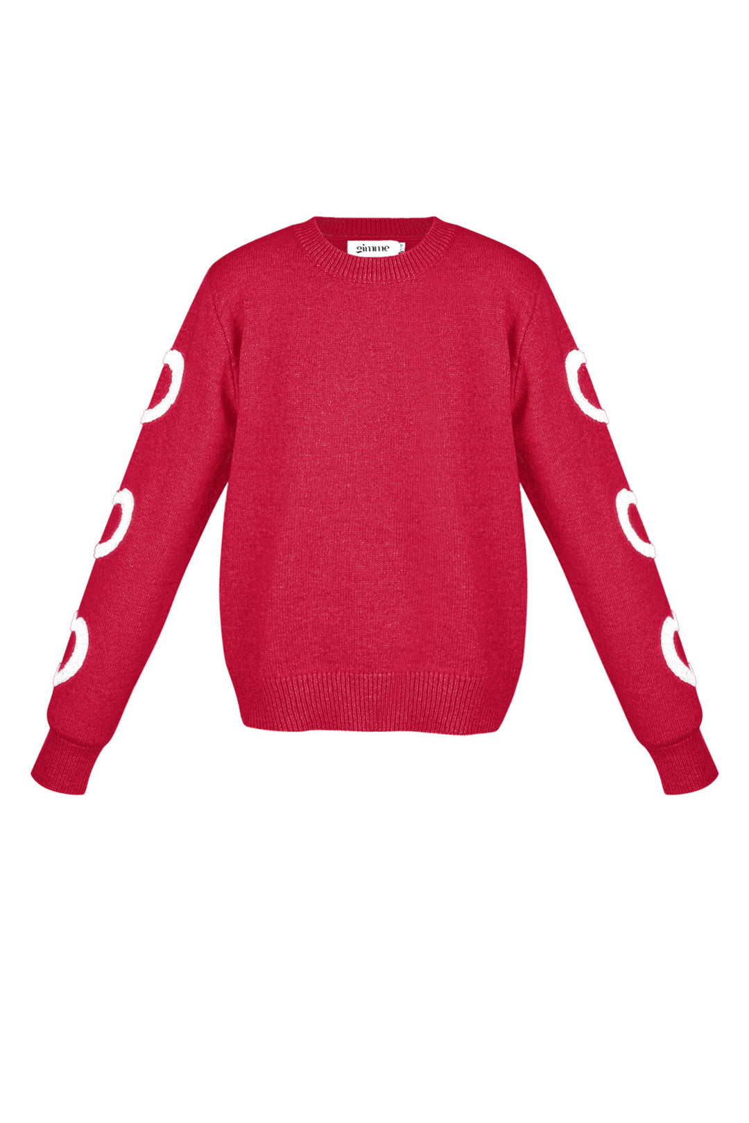 Gebreide Wolmix Vrouwen Rondhals Trui Hartpatroon Ontwerp