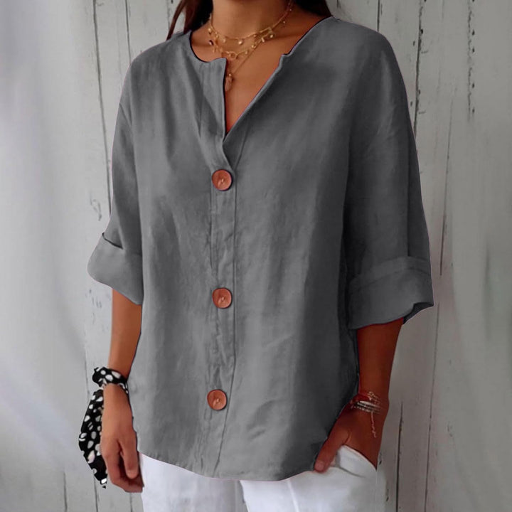 JUNA | Luchtige Linnen Zomerblouse – Elegant & Ademend met Relaxte Pasvorm