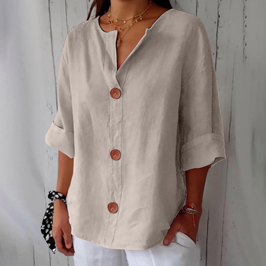 JUNA | Luchtige Linnen Zomerblouse – Elegant & Ademend met Relaxte Pasvorm