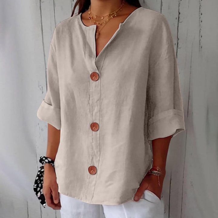 JUNA | Luchtige Linnen Zomerblouse – Elegant & Ademend met Relaxte Pasvorm