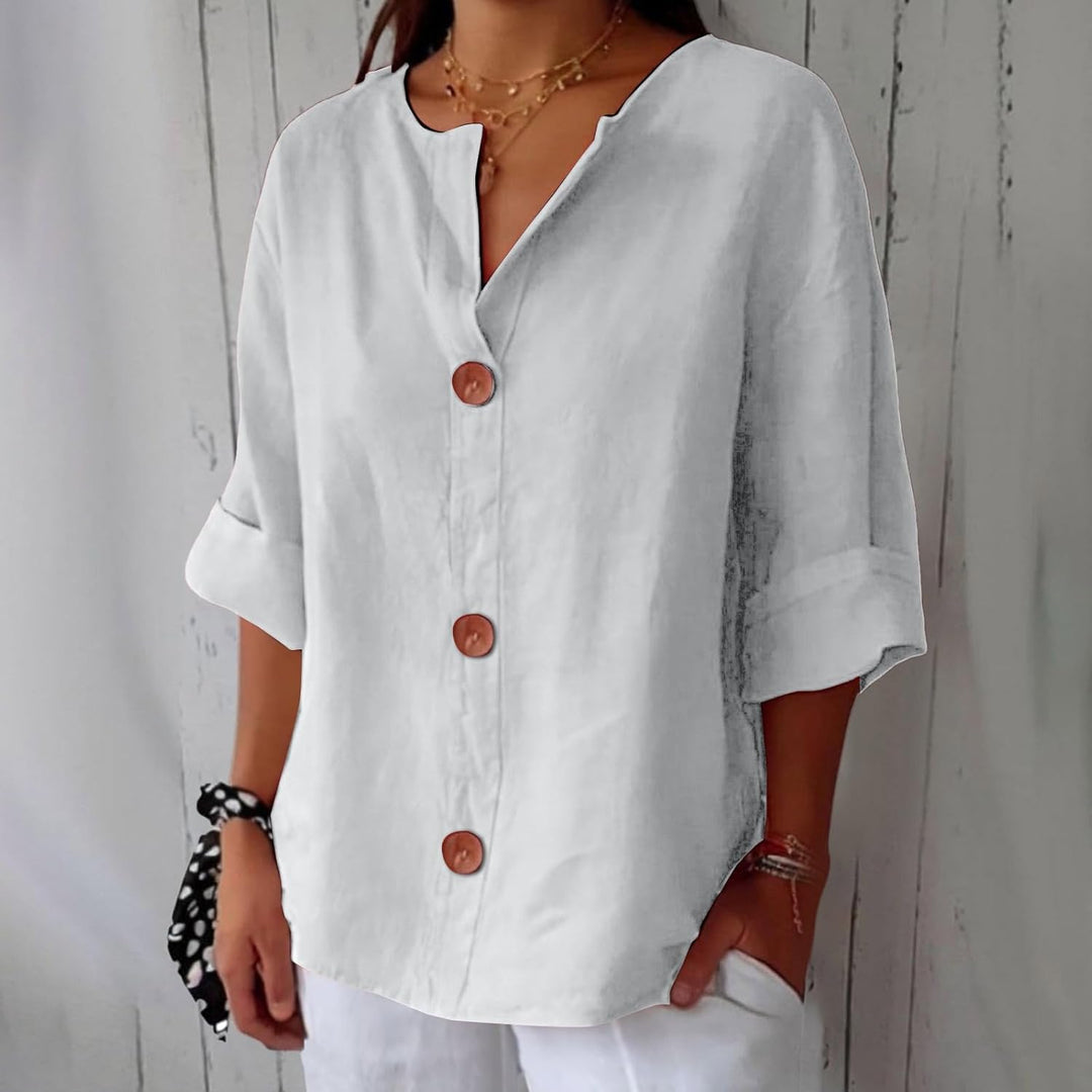 JUNA | Luchtige Linnen Zomerblouse – Elegant & Ademend met Relaxte Pasvorm