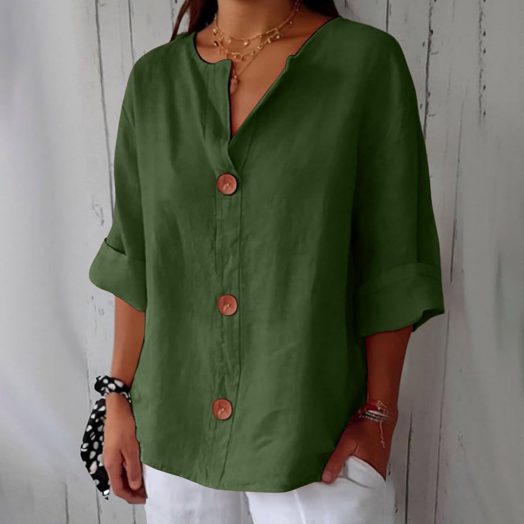 JUNA | Luchtige Linnen Zomerblouse – Elegant & Ademend met Relaxte Pasvorm