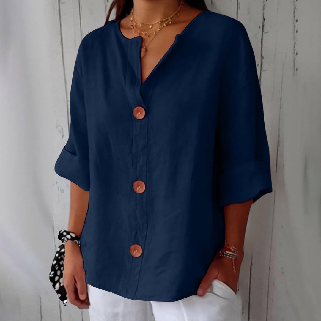 JUNA | Luchtige Linnen Zomerblouse – Elegant & Ademend met Relaxte Pasvorm
