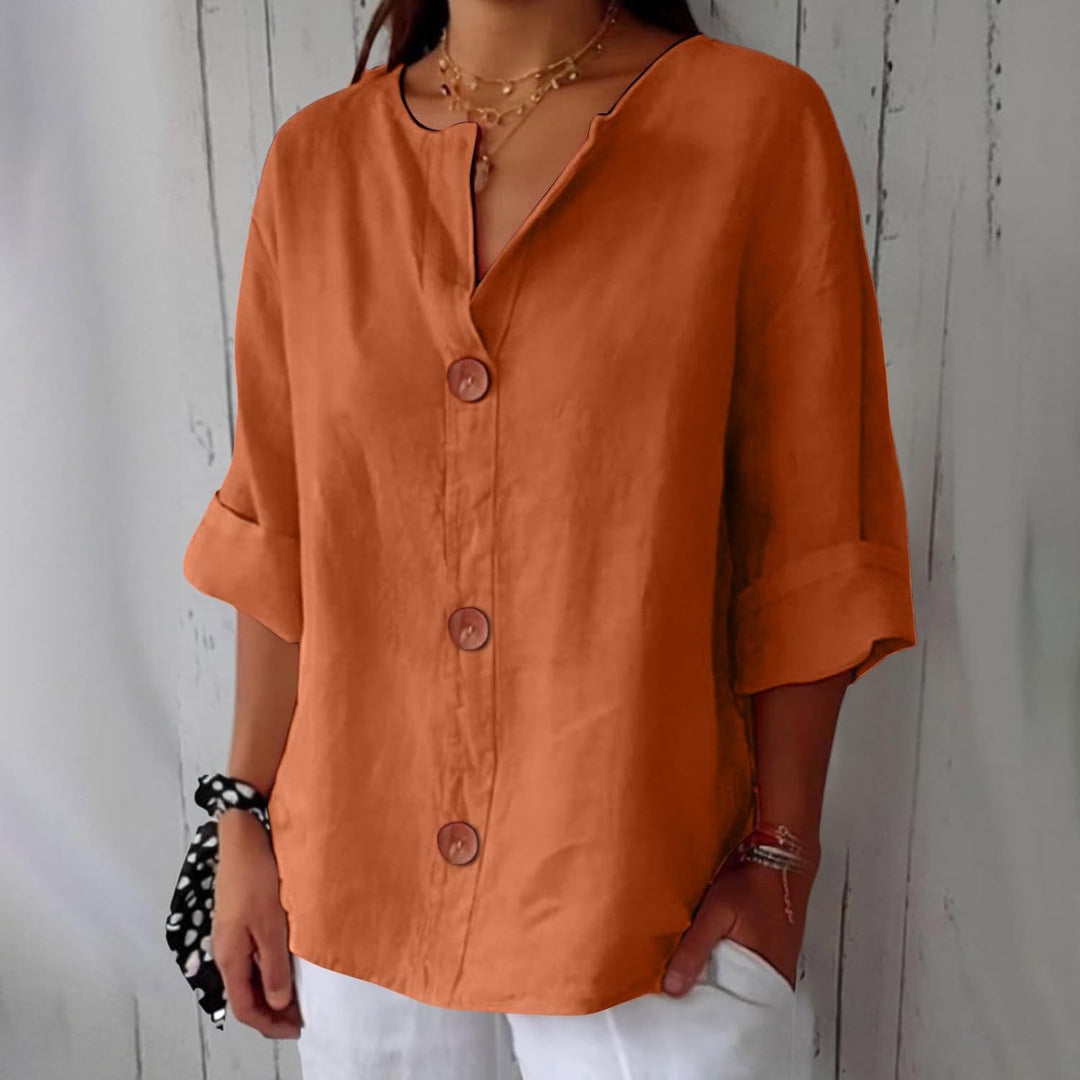 JUNA | Luchtige Linnen Zomerblouse – Elegant & Ademend met Relaxte Pasvorm