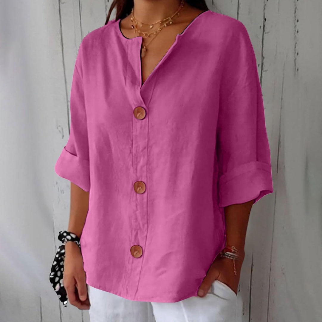 JUNA | Luchtige Linnen Zomerblouse – Elegant & Ademend met Relaxte Pasvorm