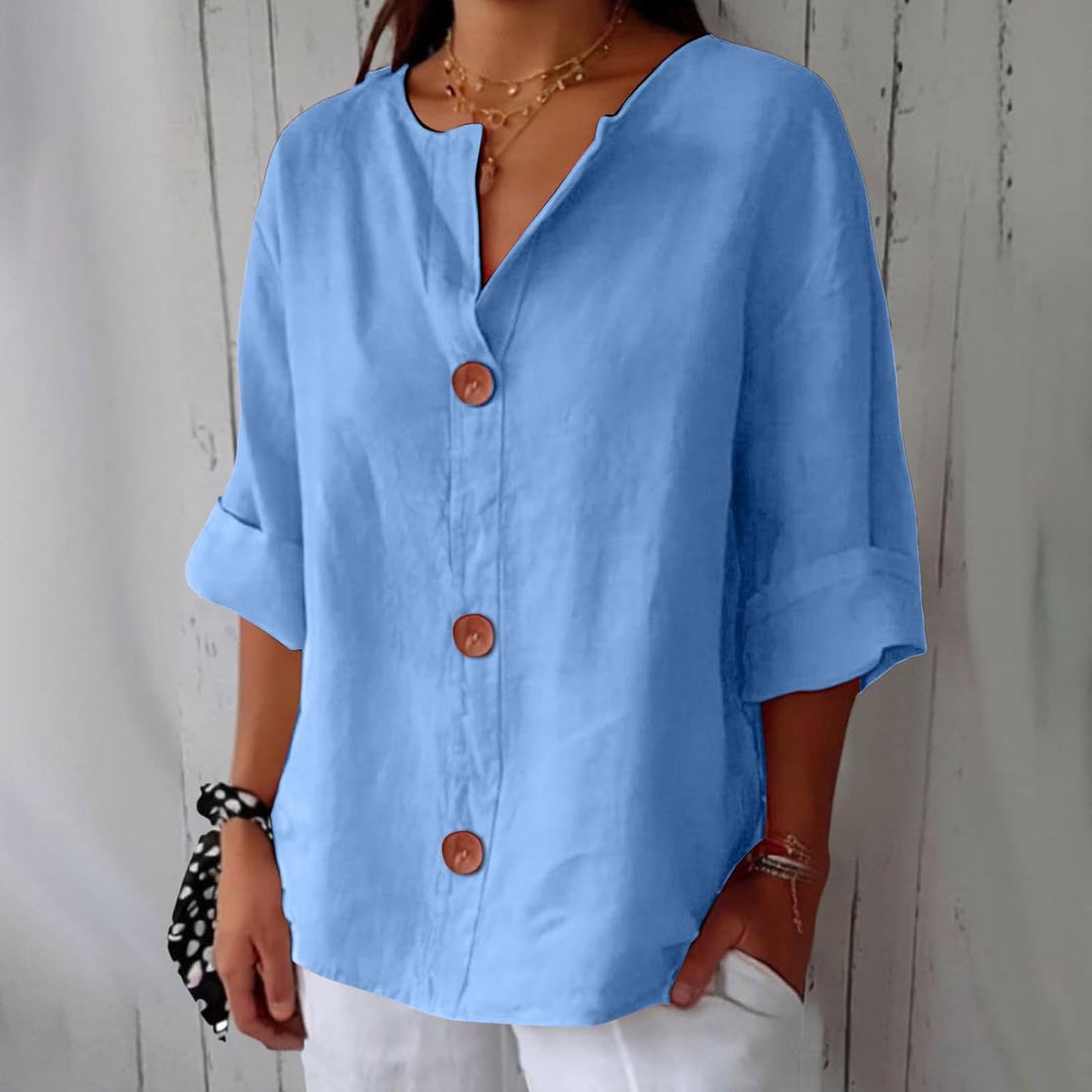 JUNA | Luchtige Linnen Zomerblouse – Elegant & Ademend met Relaxte Pasvorm