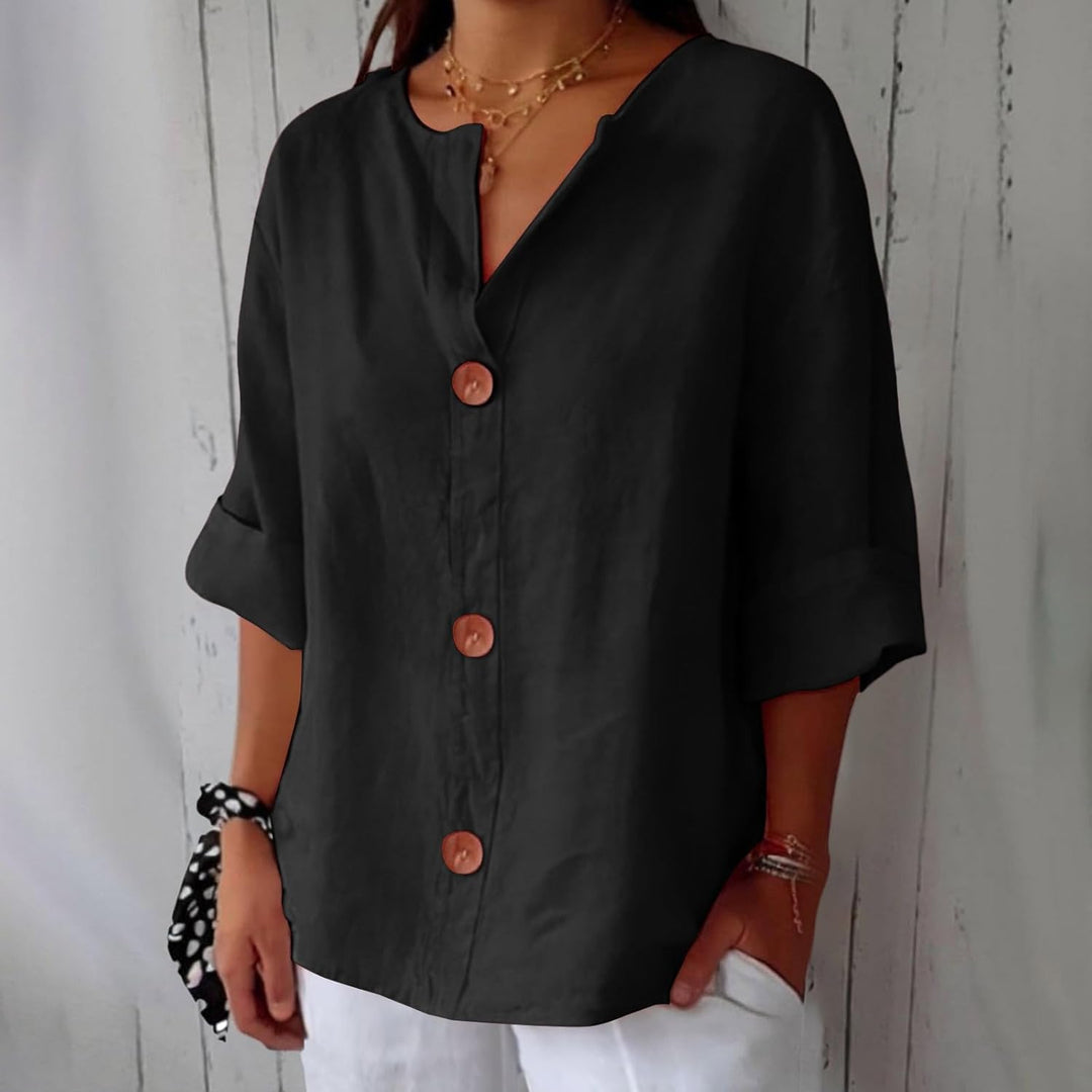 JUNA | Luchtige Linnen Zomerblouse – Elegant & Ademend met Relaxte Pasvorm