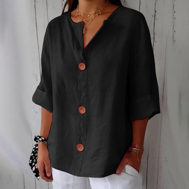 JUNA | Luchtige Linnen Zomerblouse – Elegant & Ademend met Relaxte Pasvorm