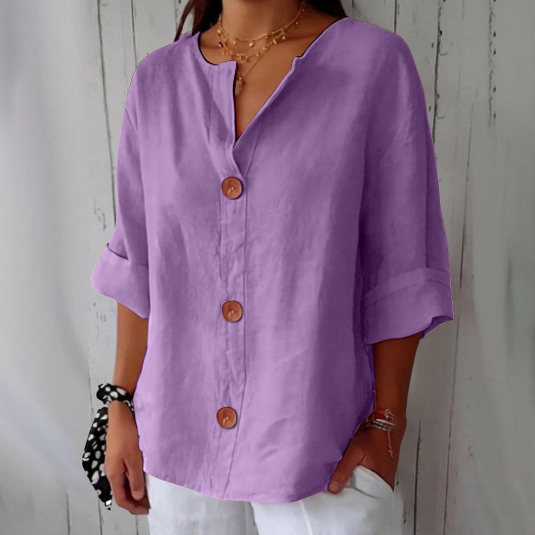 JUNA | Luchtige Linnen Zomerblouse – Elegant & Ademend met Relaxte Pasvorm