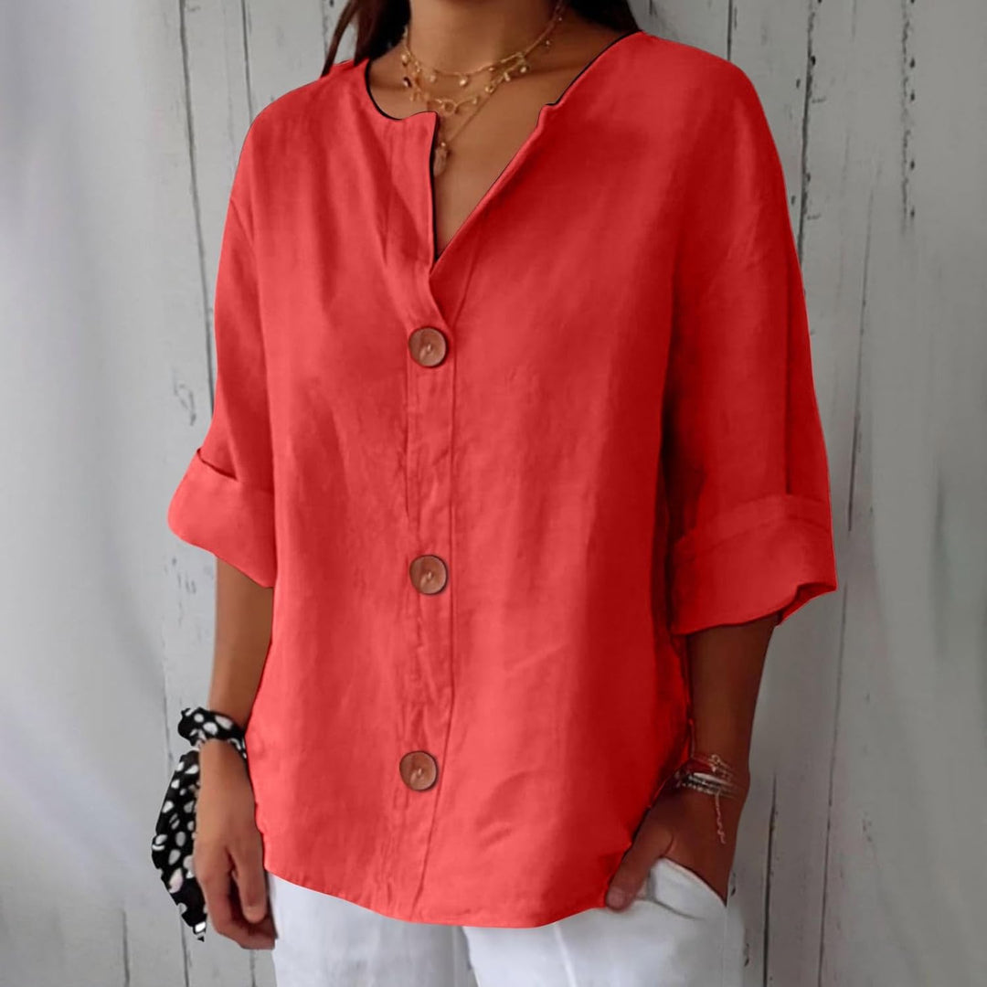 JUNA | Luchtige Linnen Zomerblouse – Elegant & Ademend met Relaxte Pasvorm
