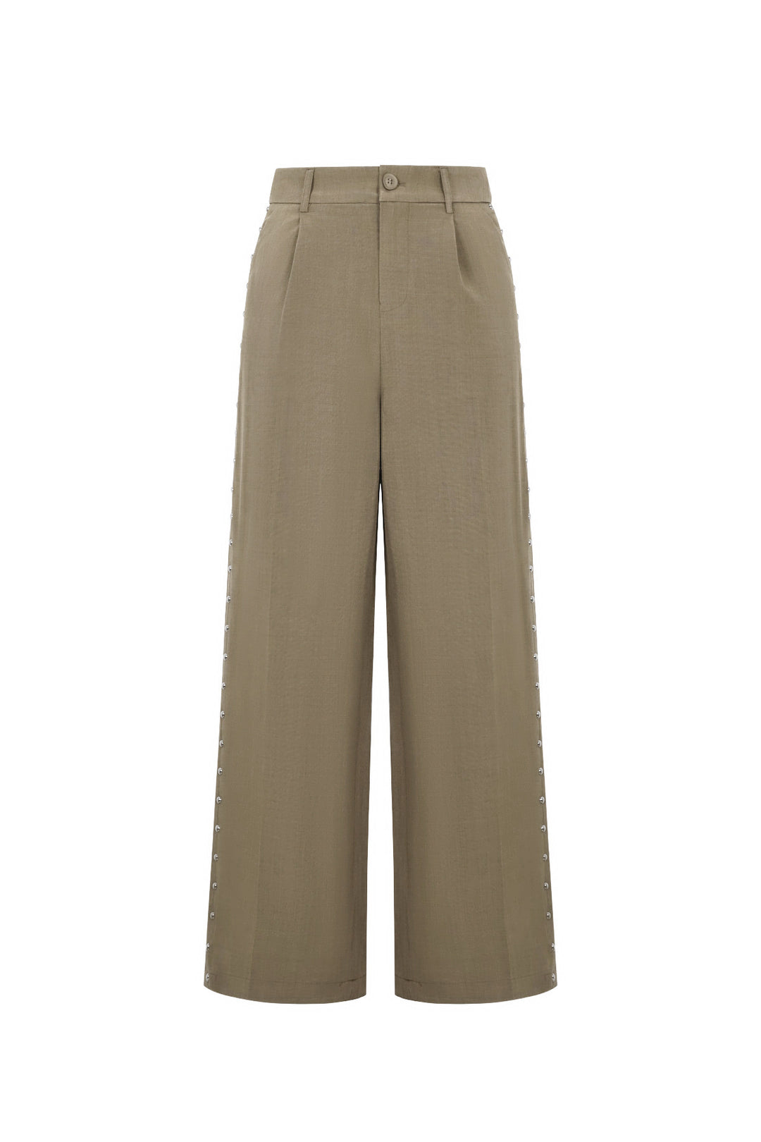 Geweven Polyestervezel Vrouwen Brede Broek Elegante Solide Kleur Herfst/Winter