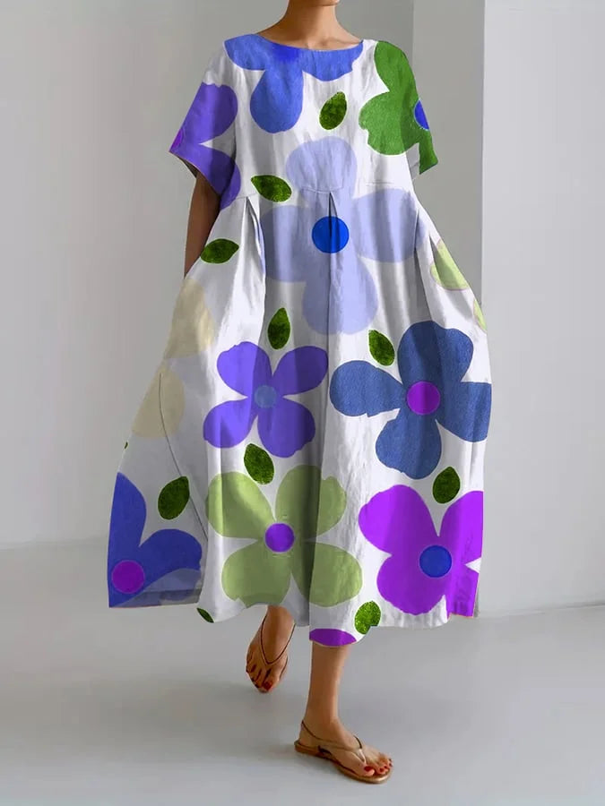 REGINA | Midi Bloemenjurk met Zorgeloze Stijl en Zomercomfort voor Kleurrijke Dagen