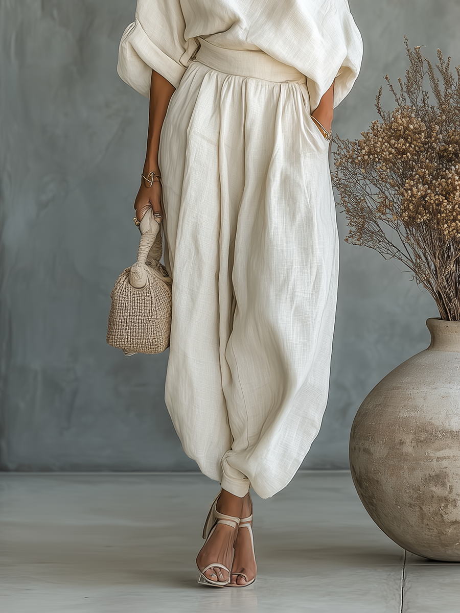 Lisa™ | Zachte Off-Shoulder Top en Tapered Broek Set