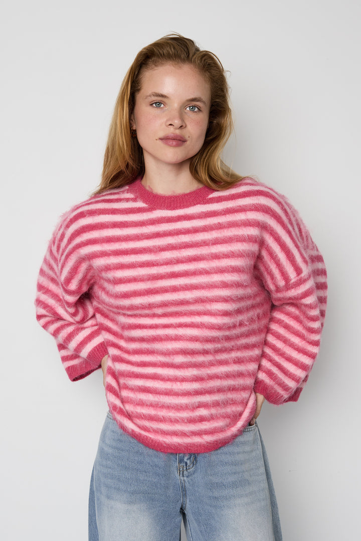 Truien van polyestervezel (polyester) met strepen, casual herfst-/winterkleding