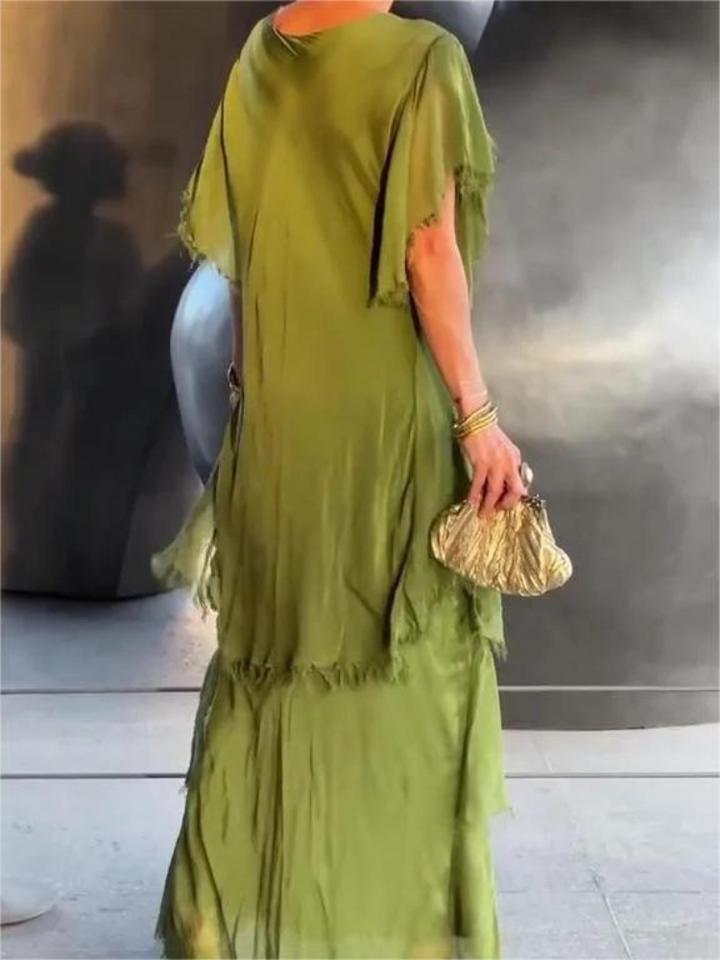 MAYA | Lange Vloeiende Jurk met Elegante V-Hals
