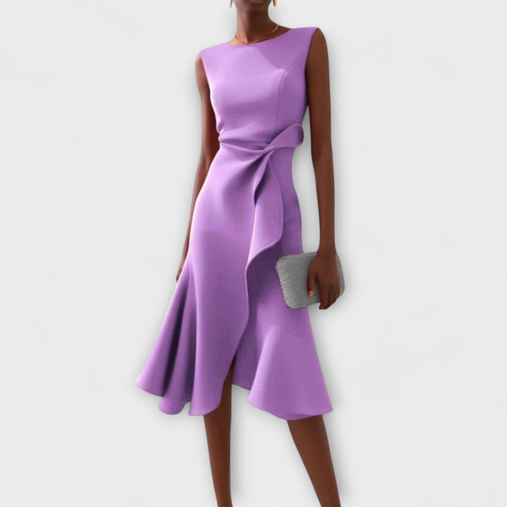 GABI – Asymmetrische Midi Jurk met Drapage