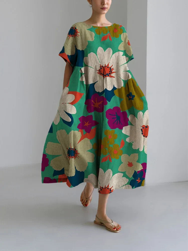 TARA | Midi Jurk met Bloemenpatroon in Gedurfde Stijl en Licht Comfort voor Levendige Dagen
