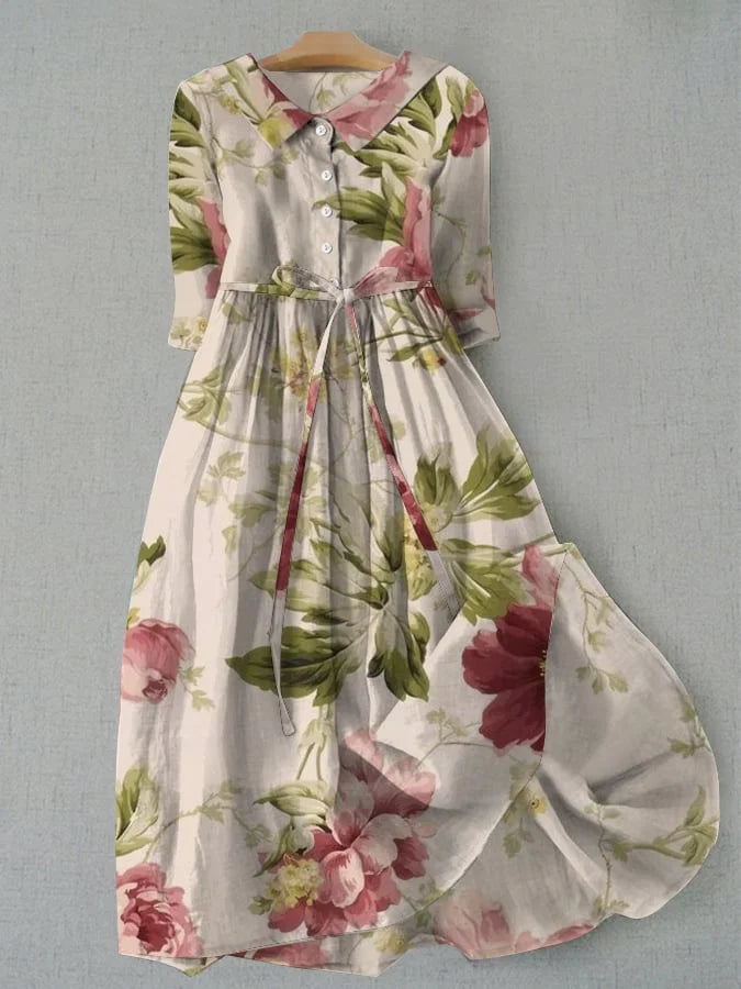 TESS - Vintage bloemenjurk met tailleband