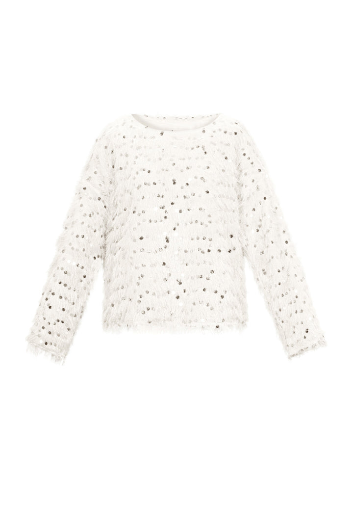 Geweven Polyestervezel Vrouwen Lange Mouw Top Elegante Pailletten