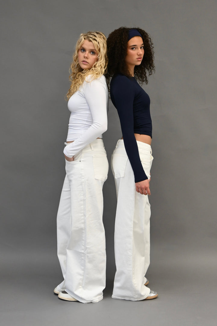 Calm wide leg jeans - wit