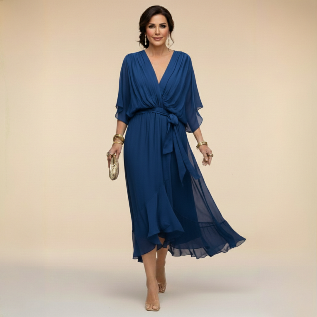 HELLEN | Elegante V-hals Jurk voor Tijdloze Klasse