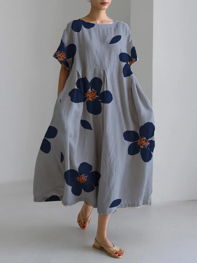 FAY | Lange Bloemenjurk met Relaxte Pasvorm en Elegante Details voor Chic Dagen