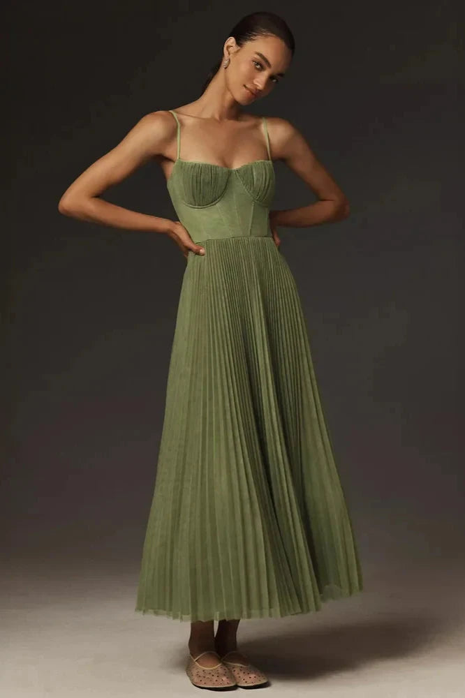 BELLA™ | Elegante Plissé Midi Jurk voor Ceremonies en Speciale Gelegenheden