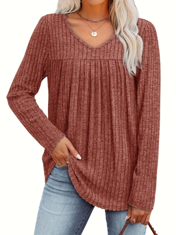 LILA | Elegante V-Hals Blouse met Flatterende Plooidetails