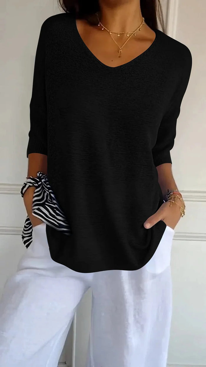 JADA | V-hals top met gebreid design