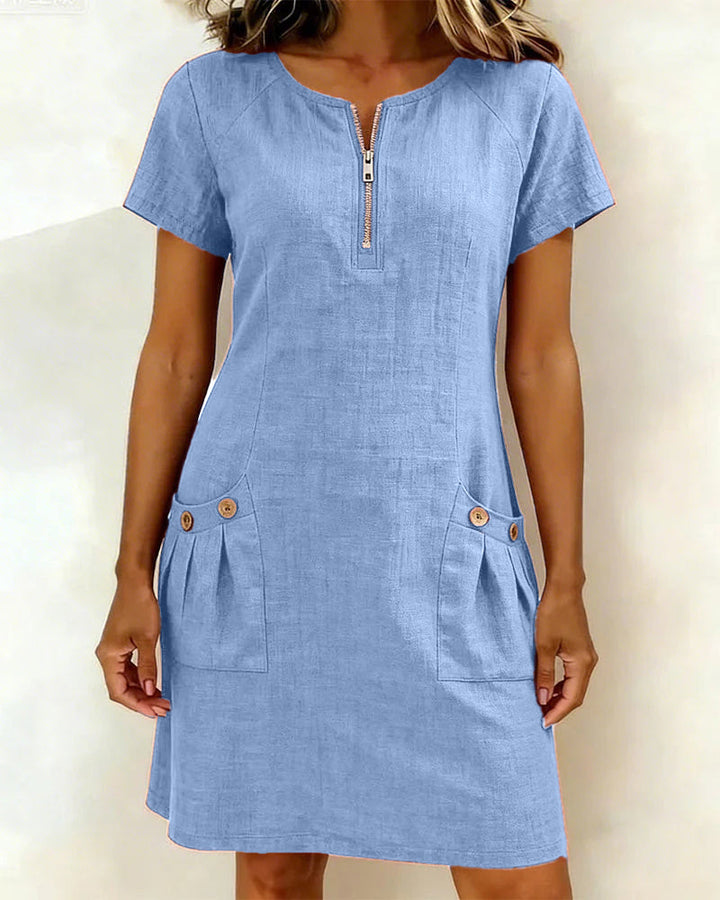 MEREL | Half-zip midi-jurk met zakken