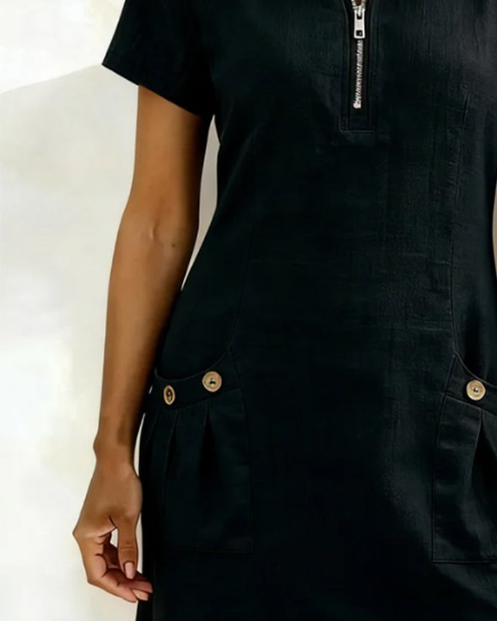 MEREL | Half-zip midi-jurk met zakken