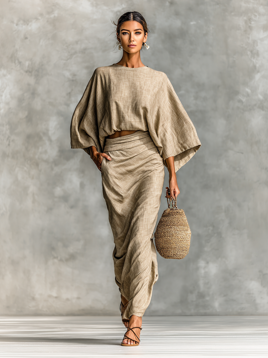 Selen™ | Zachte Batwing Top en Maxi Rok Twee-delige Set