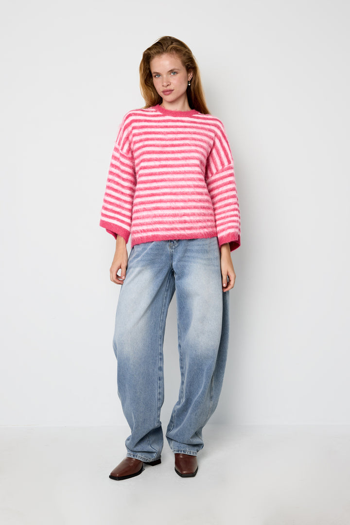 Truien van polyestervezel (polyester) met strepen, casual herfst-/winterkleding