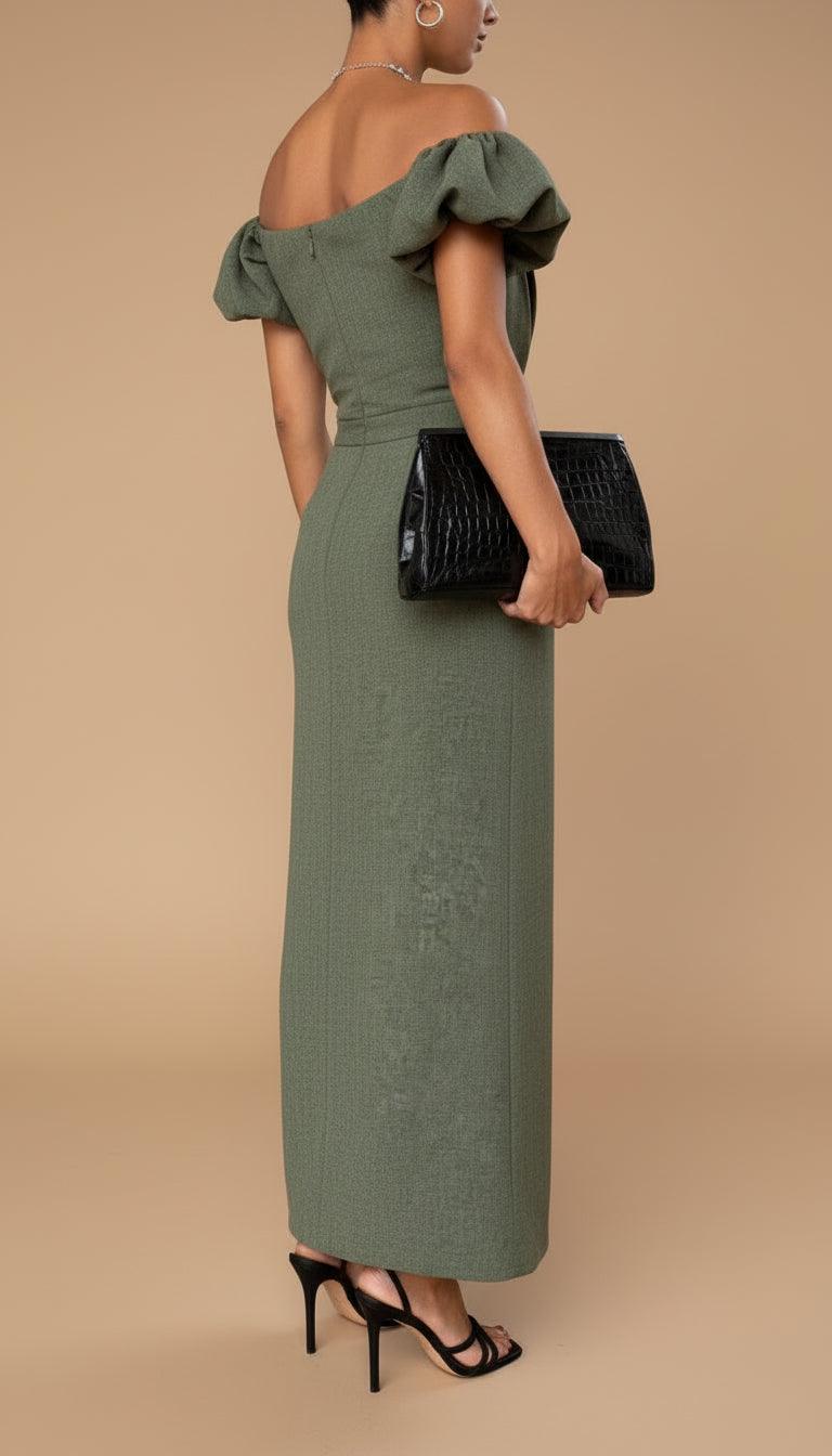 ANNEKE | Elegante Midi Jurk met Geaccentueerde Taille en Tijdloze Avondstijl