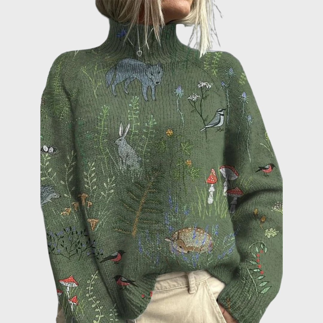 MAISON LORÉA™| Mijn Gebreide Trui met Bos geïnspireerde Print