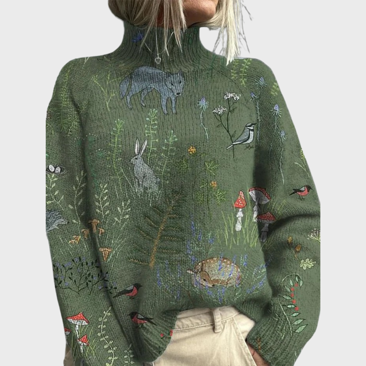 MAISON LORÉA™| Mijn Gebreide Trui met Bos geïnspireerde Print