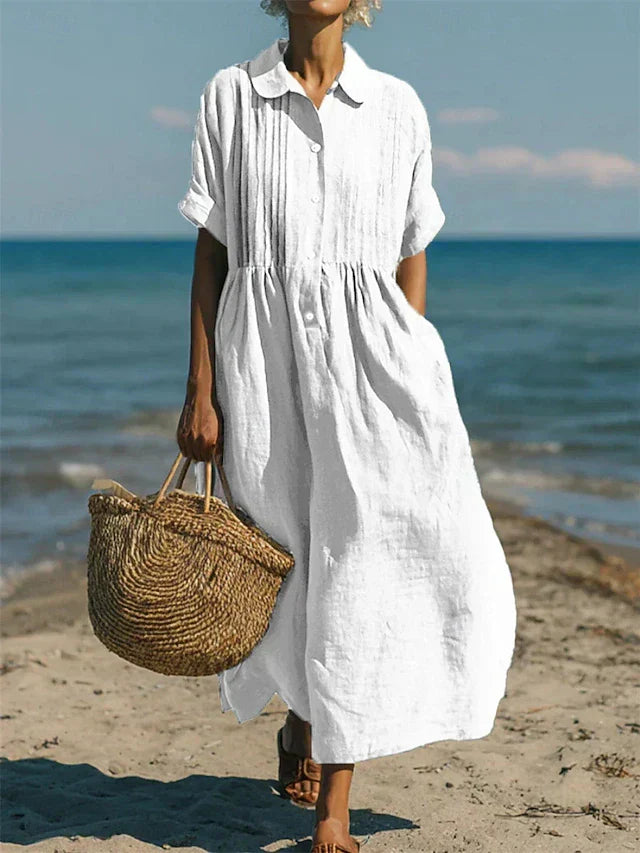 Arianne | Robe Chemise Fluide en Coton Élégant