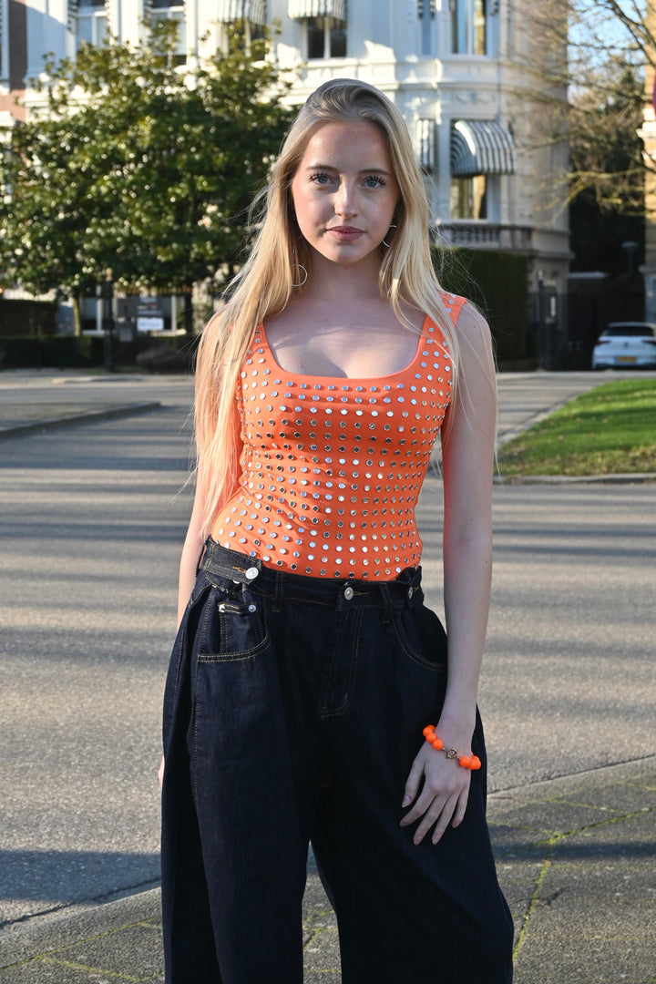 Amelie studded body - oranje