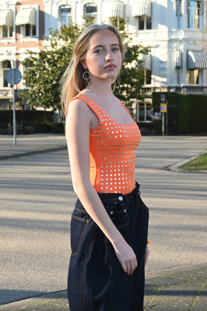 Amelie studded body - oranje