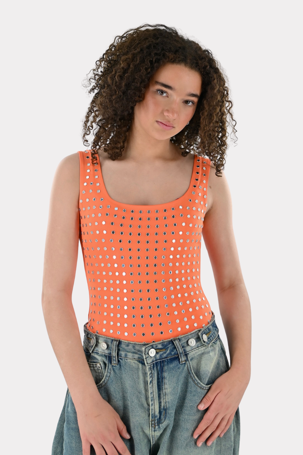 Amelie studded body - oranje
