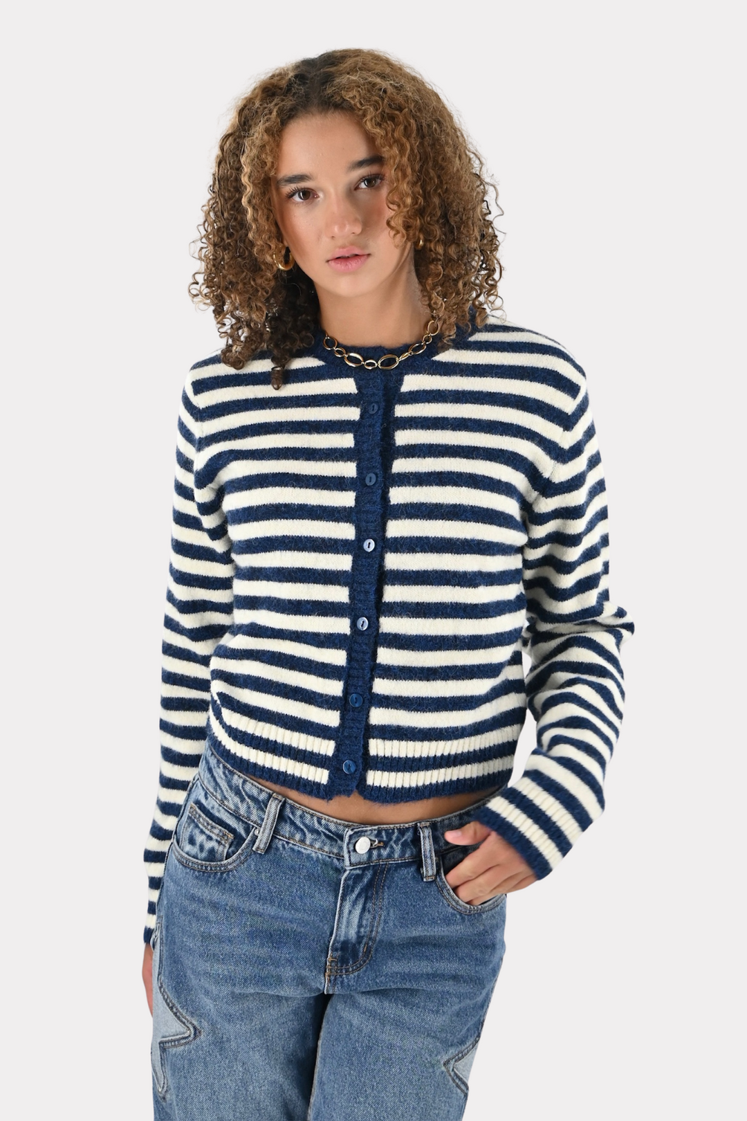 Ayla cardigan - navy/wit
