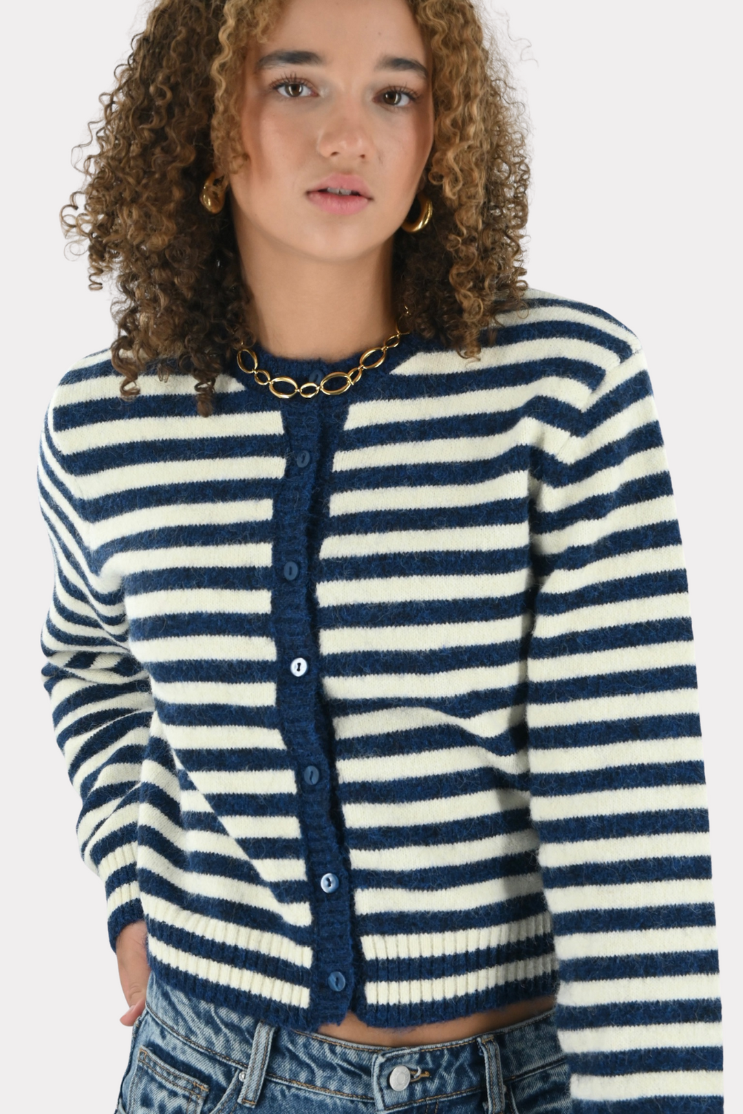 Ayla cardigan - navy/wit