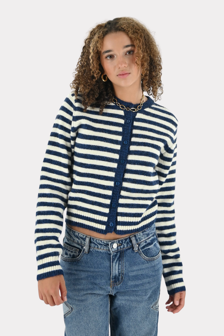 Ayla cardigan - navy/wit