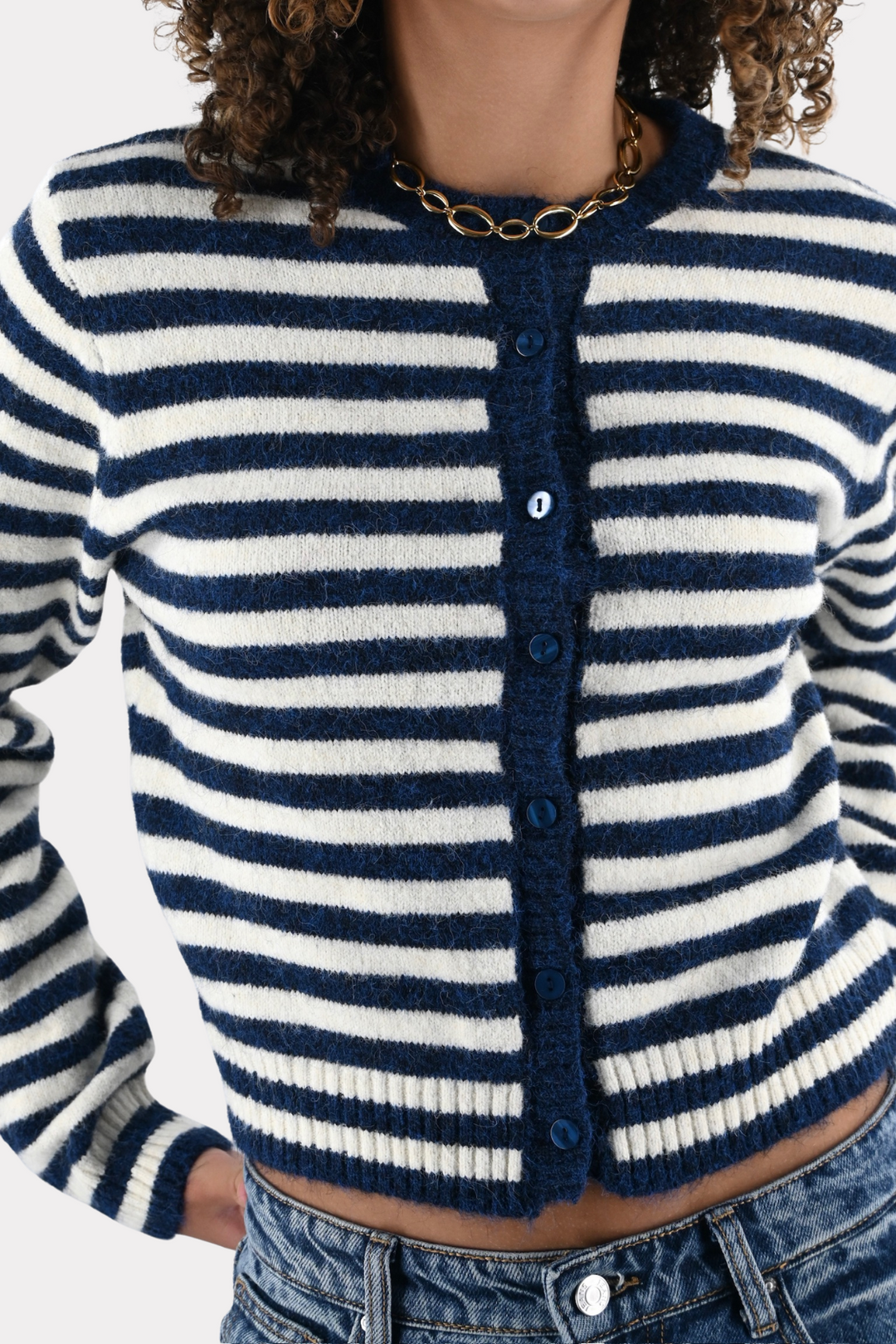 Ayla cardigan - navy/wit