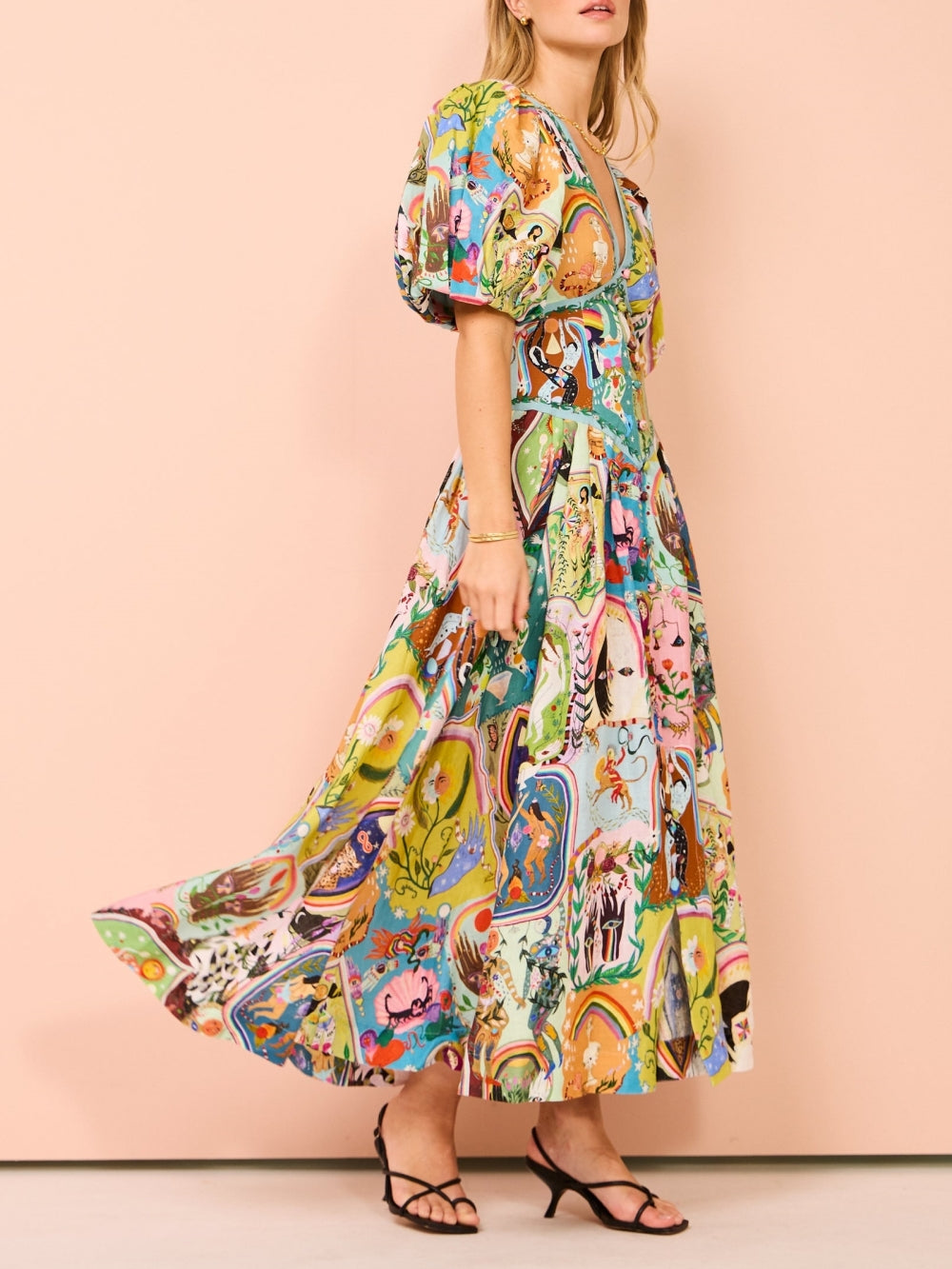 Casual midi-jurk met graffiti-print Evergreen