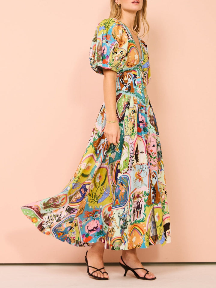 Casual midi-jurk met graffiti-print Evergreen