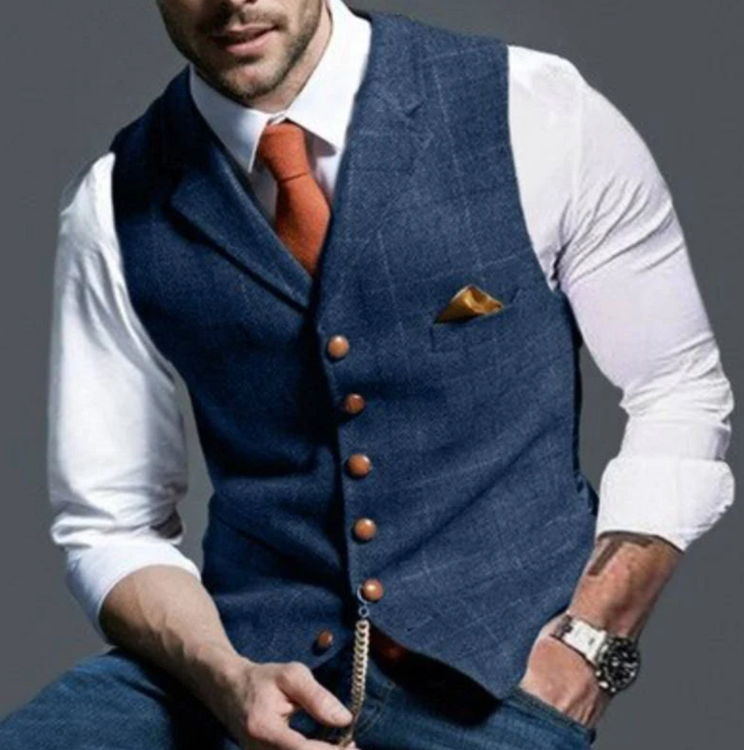 BRUNO | Elegant Vest met Geruit Patroon en Tijdloze Pasvorm